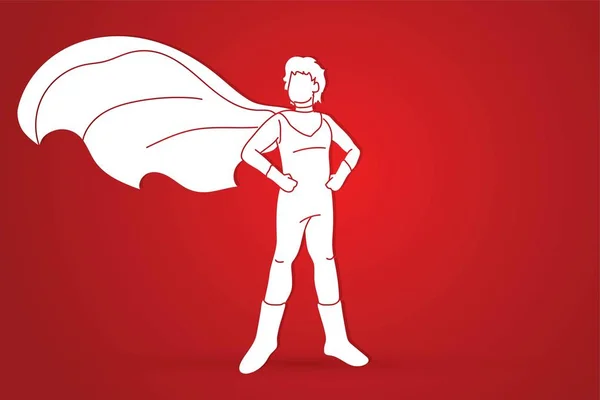 超级英雄男子站在与服装卡通图形矢量 — 图库矢量图片