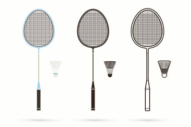 Badminton racket and shuttlecock cartoon graphic vector. clipart