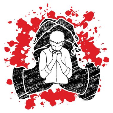 Adam Tanrı'ya dua ,Dua karikatür grafik vektör