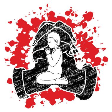 Bir Çocuk Tanrı'ya dua ,A Little boy Prayer karikatür grafik vektör