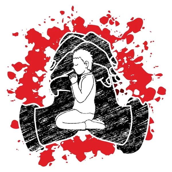 Bir Çocuk Tanrı'ya dua ,A Little boy Prayer karikatür grafik vektör