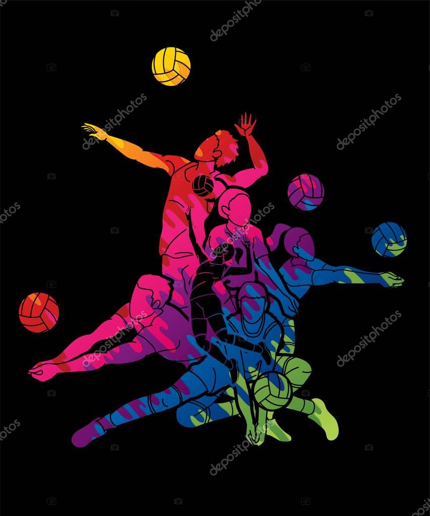 Volleyball sport action cartoon graphic vector