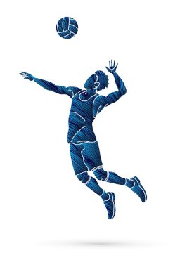 Voleybol spor eylem karikatür grafik vektör