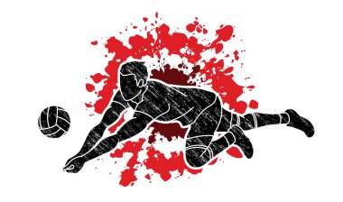 Voleybol spor eylem karikatür grafik vektör