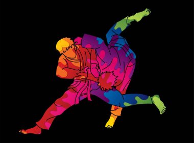 Judo spor eylem karikatür grafik vektör