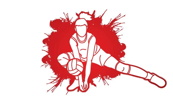 Volley Ball Sport Action Dessin Animé Vecteur Graphique — Image vectorielle