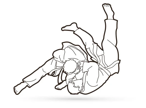 Judo Sport Action Cartoon Graphic Vector — Stock Vector