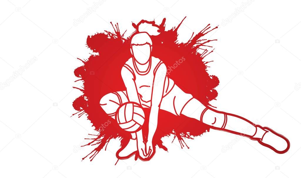 Volleyball sport action cartoon graphic vector