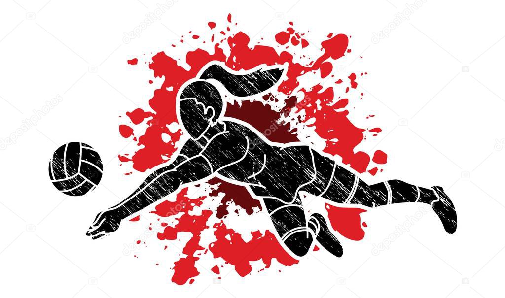 Volleyball sport action cartoon graphic vector