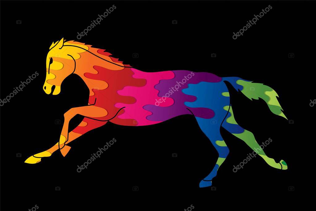 Horse running cartoon graphic vector