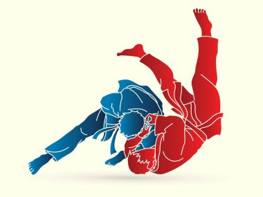 Judo spor eylem karikatür grafik vektör.