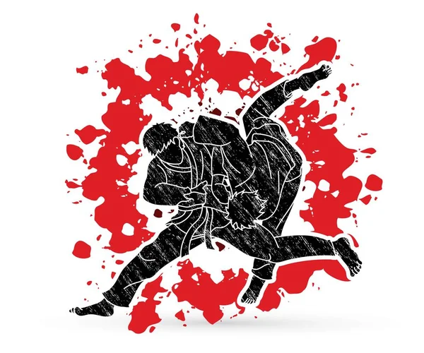 Judo Sport Actie Cartoon Grafische Vector — Stockvector