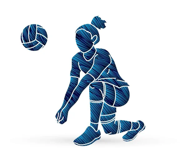 Volleyball Player Action Cartoon Graphic Vector — Stock Vector