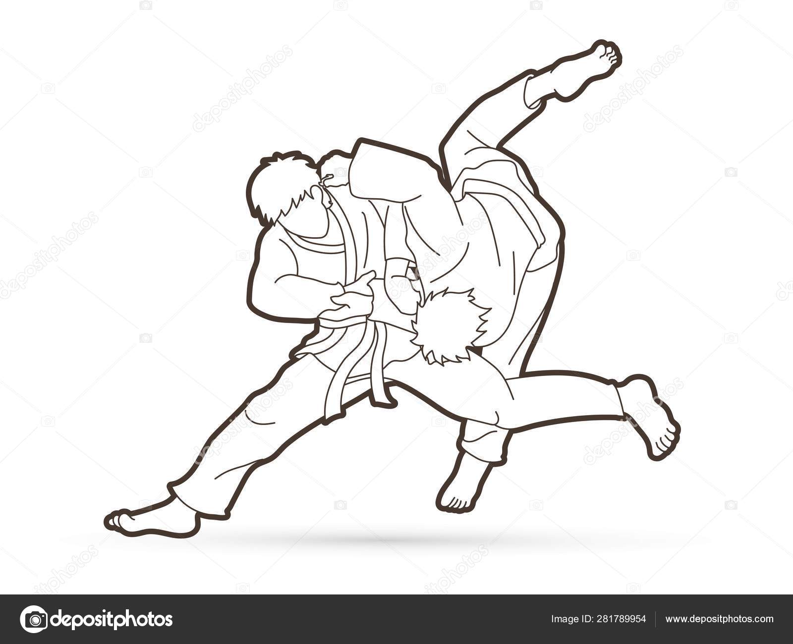 Judo Action Cartoon Graphic Vector Stock Vector Image by ©sila5775  #281789954