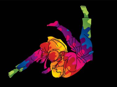 Judo eylem karikatür grafik vektör