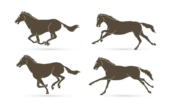 Grupo Caballos Corriendo Vector Gráfico Dibujos Animados — Archivo Imágenes Vectoriales