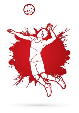 Adam voleybolcu Aksiyon karikatür grafik vektör