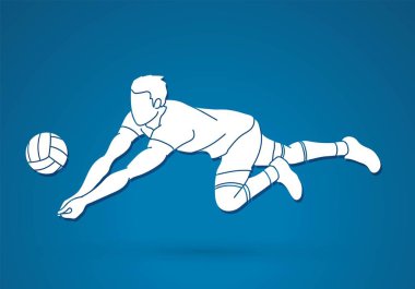 Adam voleybolcu Aksiyon karikatür grafik vektör