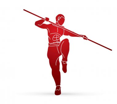 Kung Fu ile sopa eylem karikatür grafik vektör.