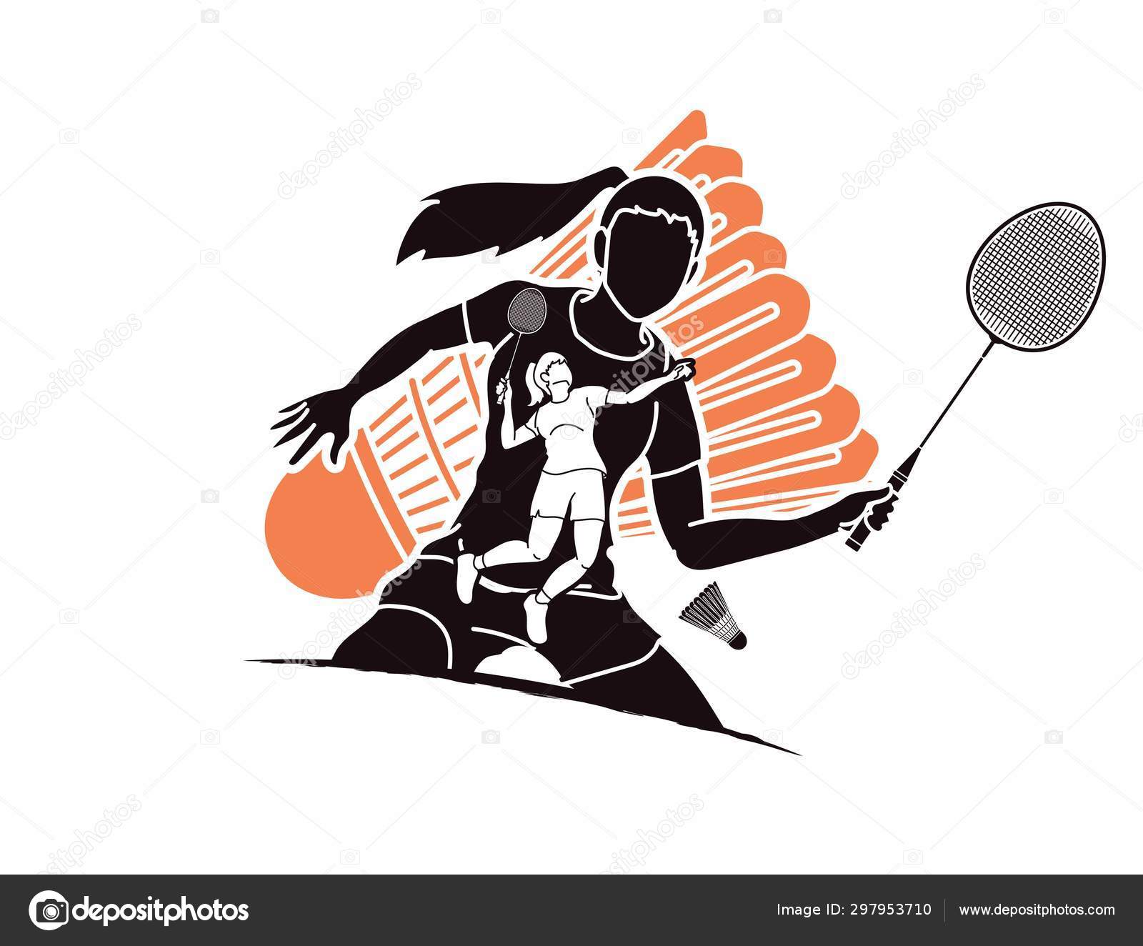Badminton Players Cartoon Sport Graphic Vector Stock Vector Image by  ©sila5775 #297953710
