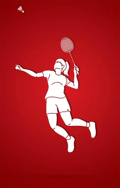 Grafický Vektor Kresleného Filmu Badminton — Stockový vektor