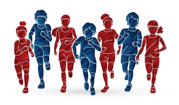 Çizgi film grafik vektörü ile birlikte çalışan Çocuk Grubu