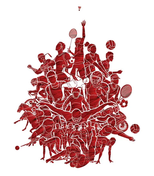 Spor Oyuncular, Farklı spor karikatür grafik vektör.