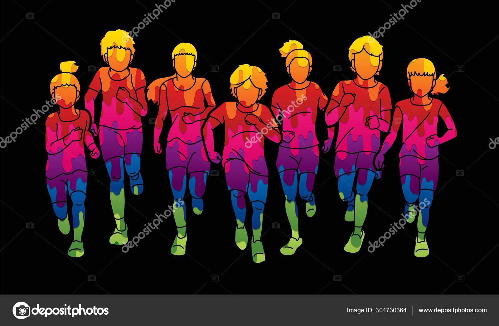 running team cartoon