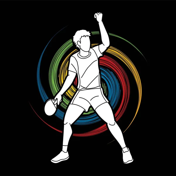 Πίνακας Παίκτης Τένις Ping Pong Δράση Κινουμένων Σχεδίων Γραφικό Διάνυσμα — Διανυσματικό Αρχείο