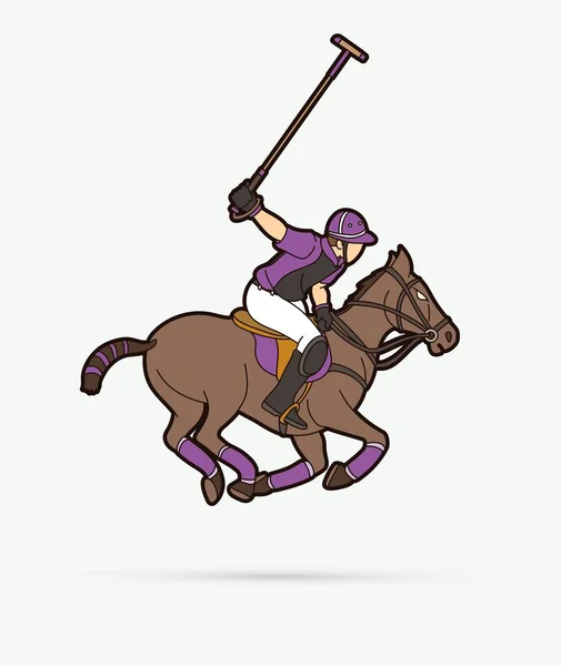 Caballos Polo Deporte Vector Gráfico Dibujos Animados — Archivo Imágenes Vectoriales