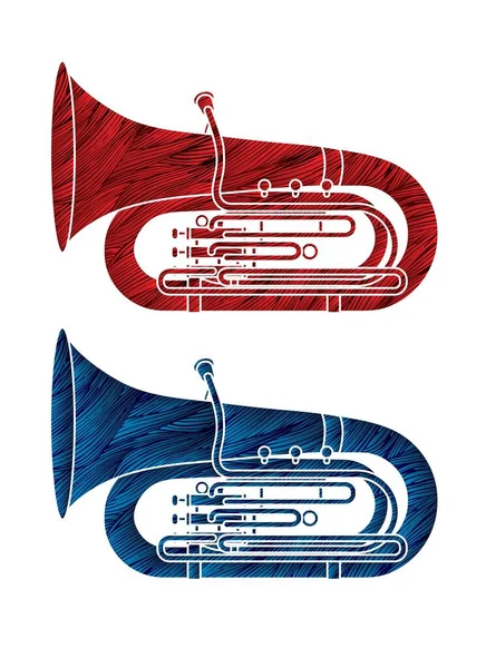 Tuba Instrumento Cartoon Música Vector Gráfico —  Vetores de Stock