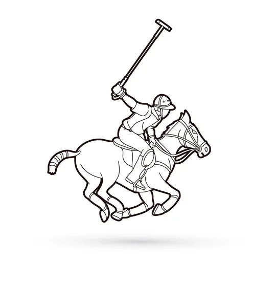 Paarden Polospeler Sport Cartoon Grafische Vector — Stockvector