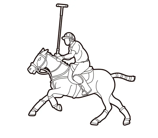 Polo Horse Players Sport Cartoon Graphic Vector — Stock Vector