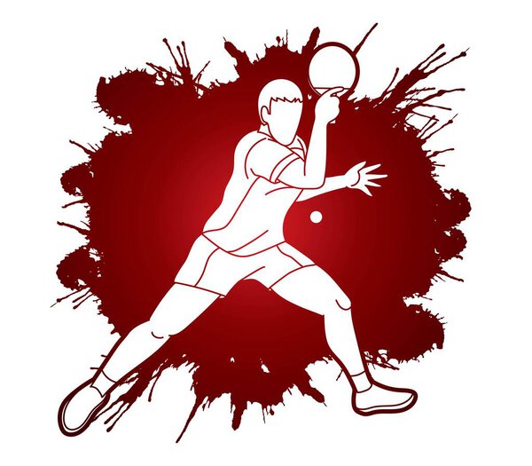 Ping Pong player, Table tennis action cartoon graphic vector