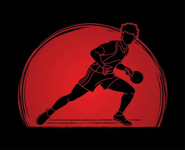 Игрок Пинг Понг Графический Вектор Действия Настольного Тенниса — стоковый вектор