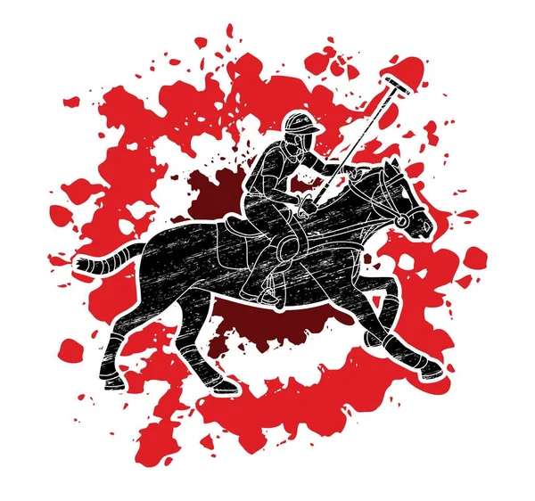 Paard Polo Spelers Sport Cartoon Grafische Vector — Stockvector