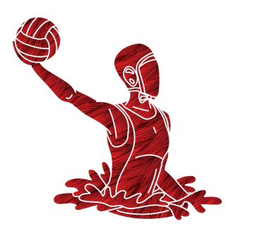 Su topu oyuncusu çizgi film grafik vektörü