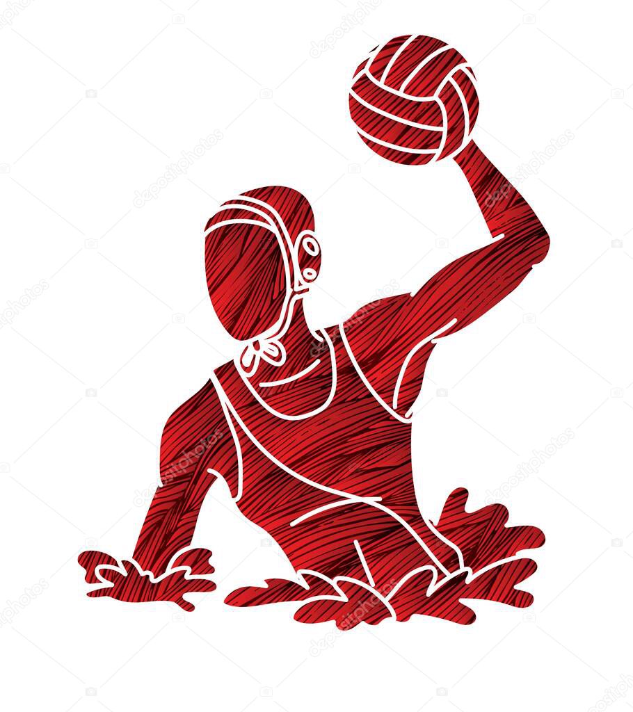 Water Polo player cartoon graphic vector