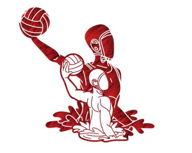 Su topu oyuncuları grubu çizgi film grafik vektörü