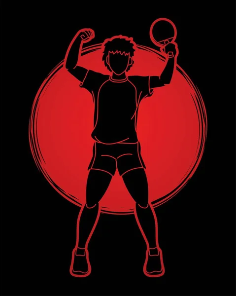 ピンポン選手 卓球アクション漫画のグラフィックベクトル — ストックベクタ