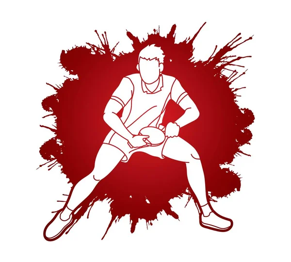 Masa Tenisi Oyuncusu Masa Tenisi Aksiyon Çizgi Film Grafik Vektörü — Stok Vektör