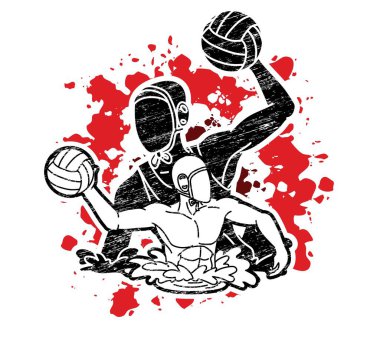 Su topu oyuncuları grubu çizgi film grafik vektörü