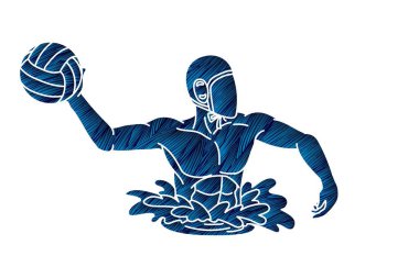Su topu oyuncusu çizgi film grafik vektörü