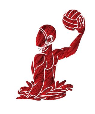 Su topu oyuncusu çizgi film grafik vektörü