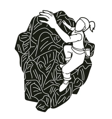 Yürüyüşçü dağ tırmanışı çizgi film grafik vektörü