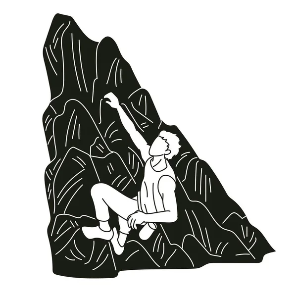 Randonneur Escalade Montagne Randonnée Dessin Animé Vecteur Graphique — Image vectorielle