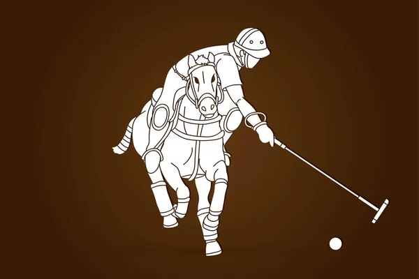 马球运动员运动卡通图形矢量 — 图库矢量图片