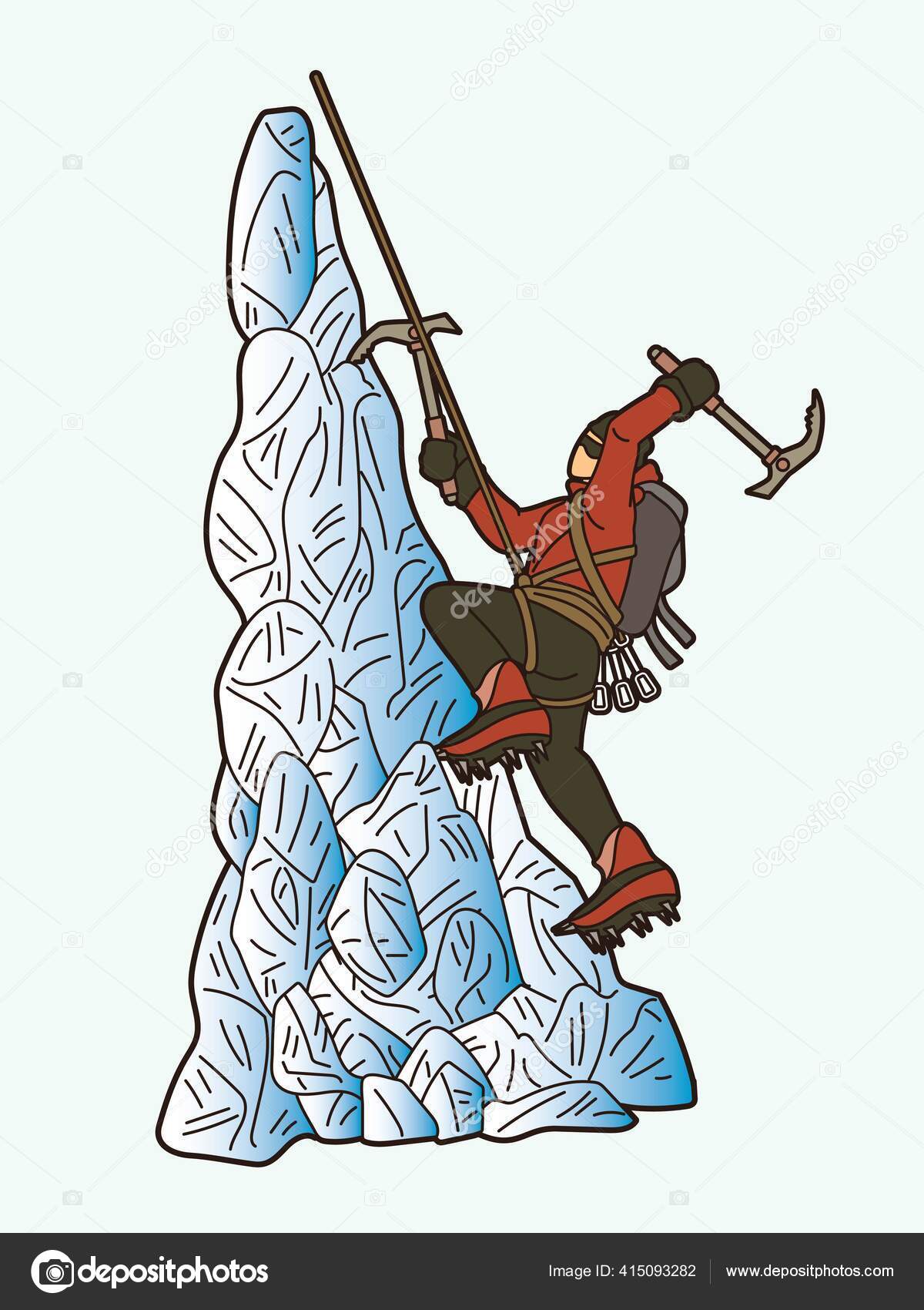 Hiker Climbing Mountain Hiking Cartoon Graphic Vector Stock Vector Image by  ©sila5775 #415093282
