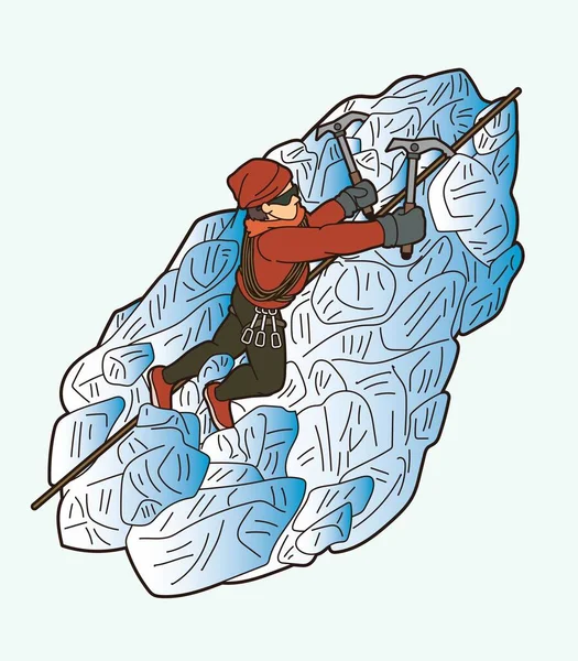 Randonneur Escalade Montagne Randonnée Dessin Animé Vecteur Graphique — Image vectorielle