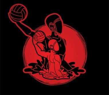 Su topu oyuncuları grubu çizgi film grafik vektörü